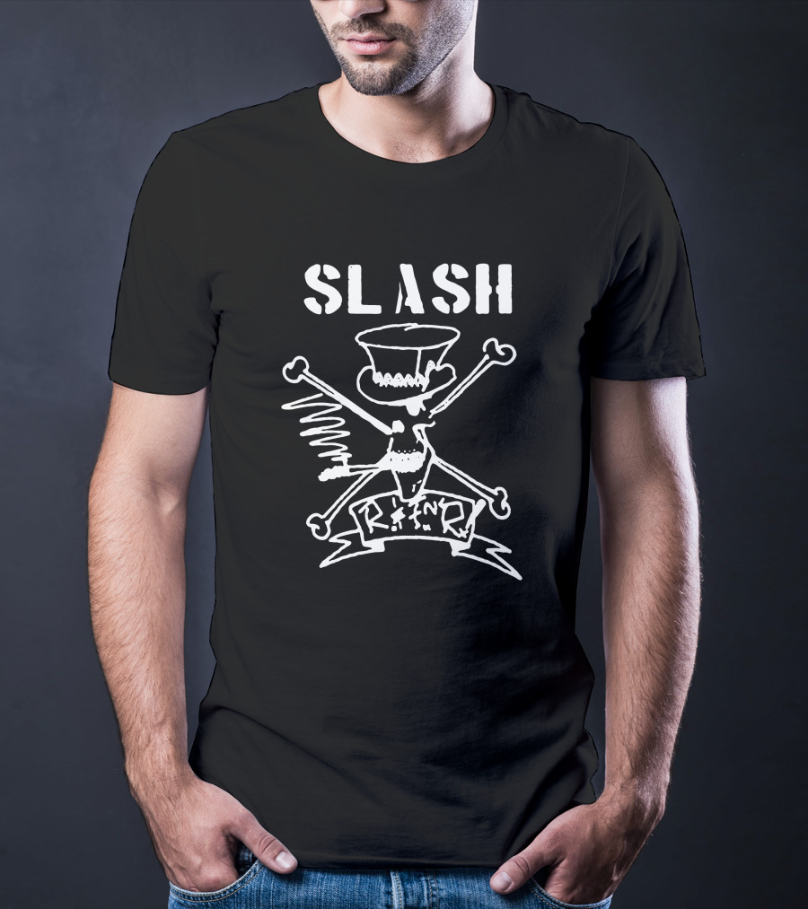 Slash Crossbones R N' R Skull Top Hat T-Shirt