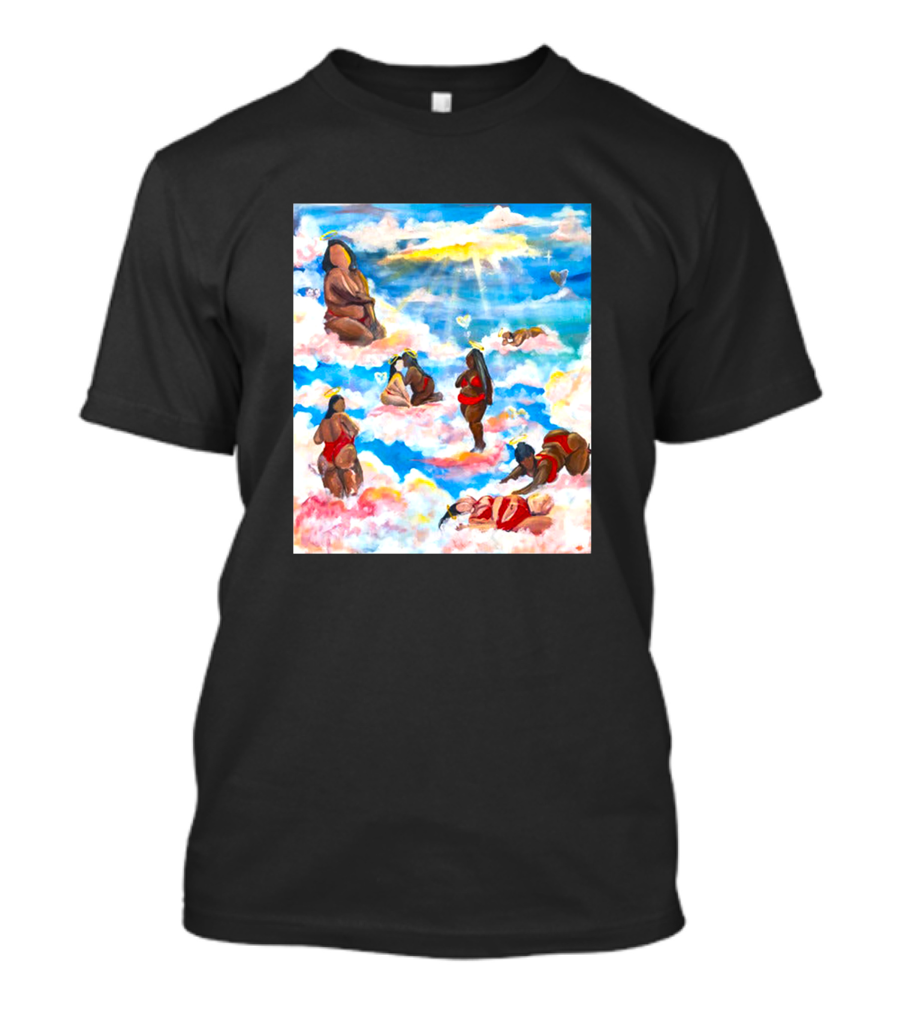 Fat Angels In Cloudscape With Hearts T-Shirt