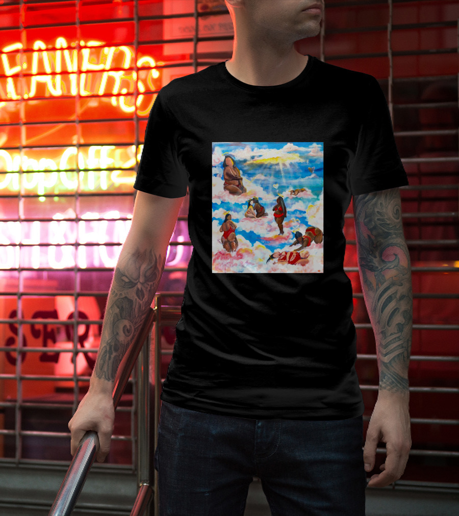 Fat Angels In Cloudscape With Hearts T-Shirt