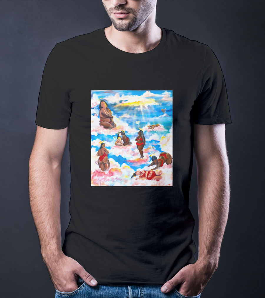 Fat Angels In Cloudscape With Hearts T-Shirt