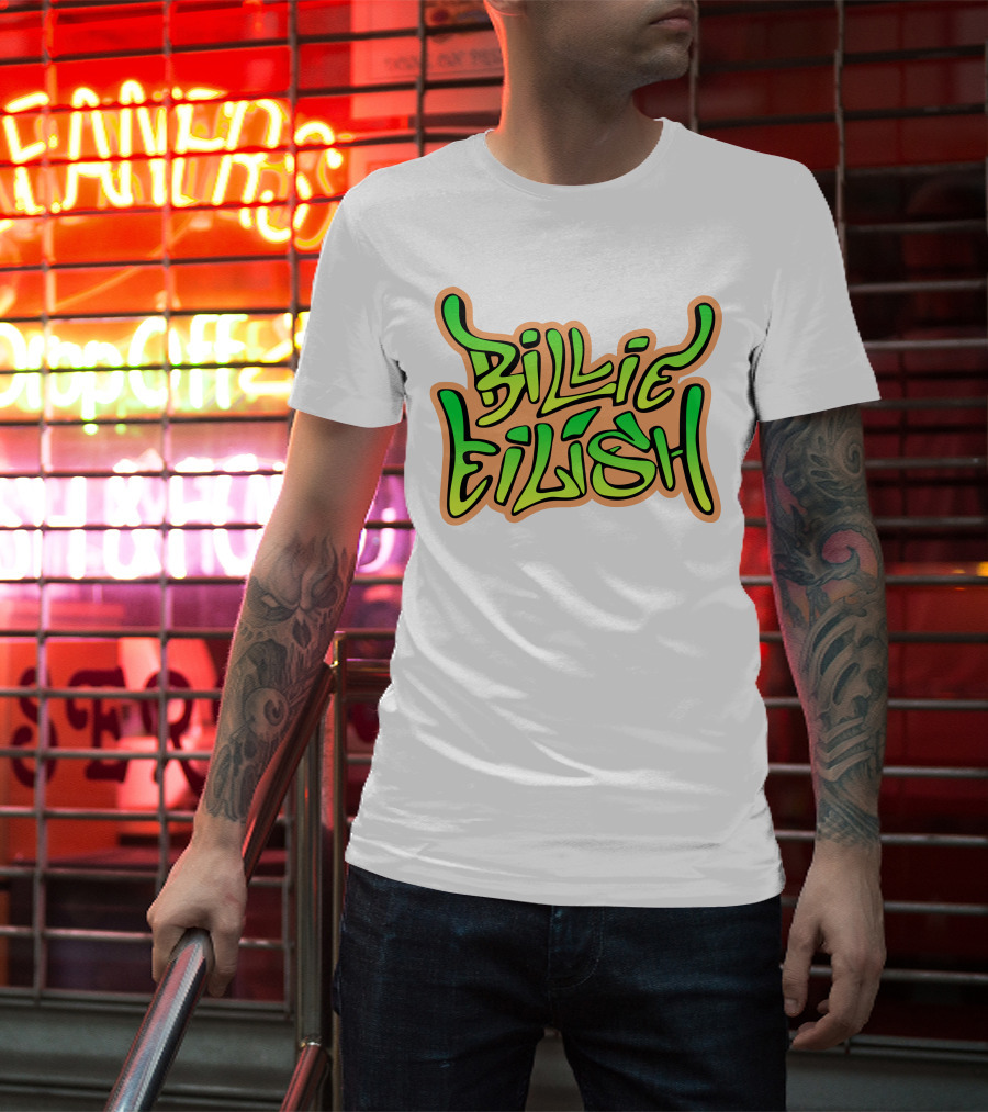 Billie Eilish Green Groovy Text Merch T-Shirt