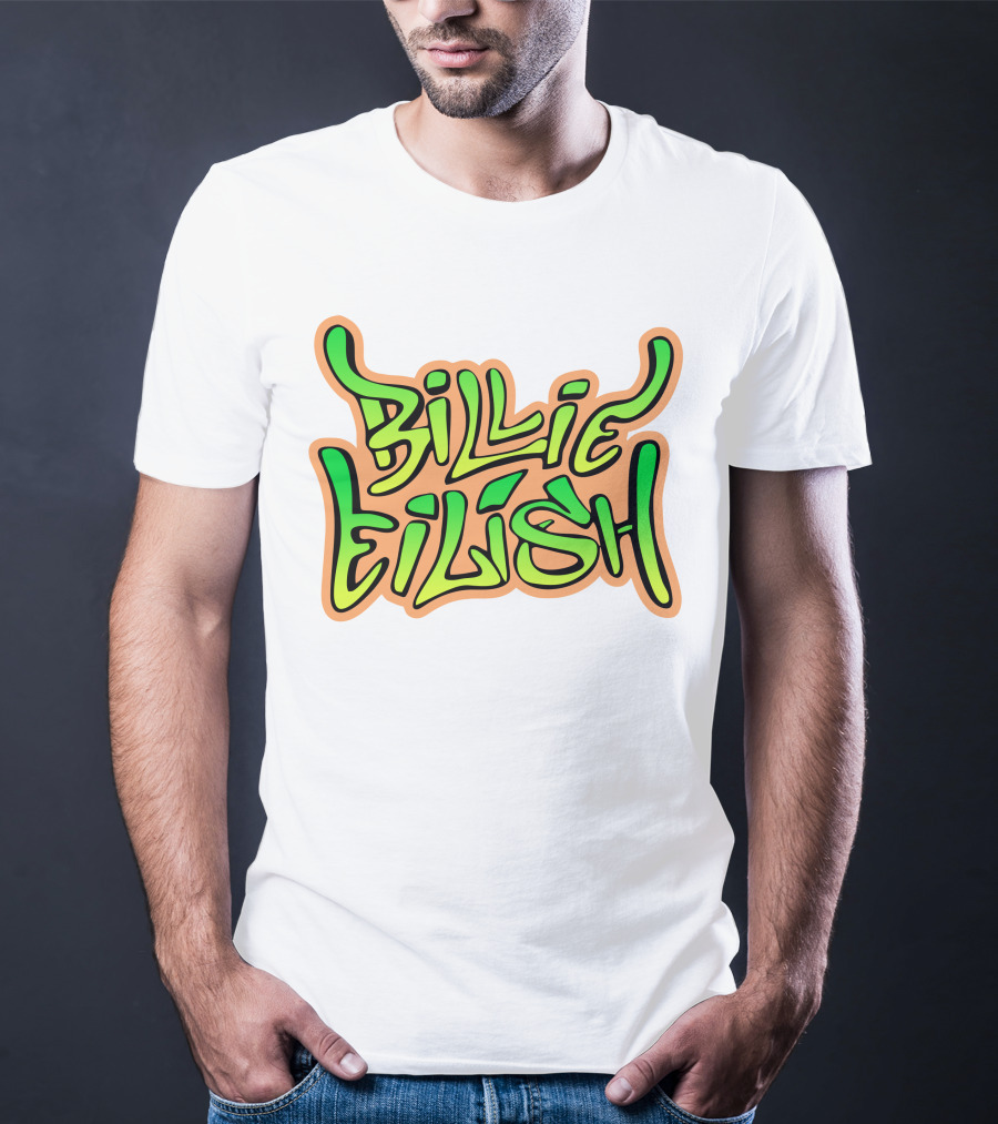 Billie Eilish Green Groovy Text Merch T-Shirt