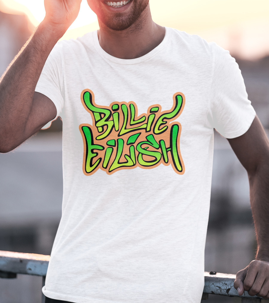 Billie Eilish Green Groovy Text Merch T-Shirt