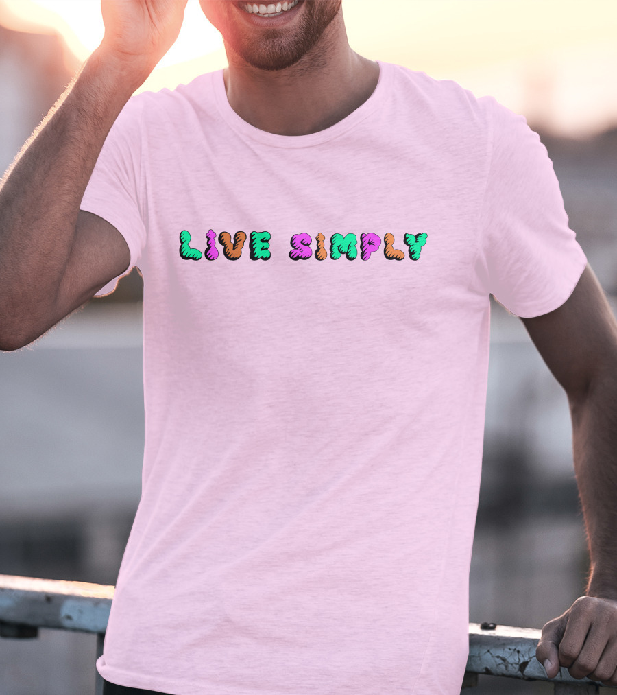 Simply64store Live Simply Playful Colorful Typography T-Shirt