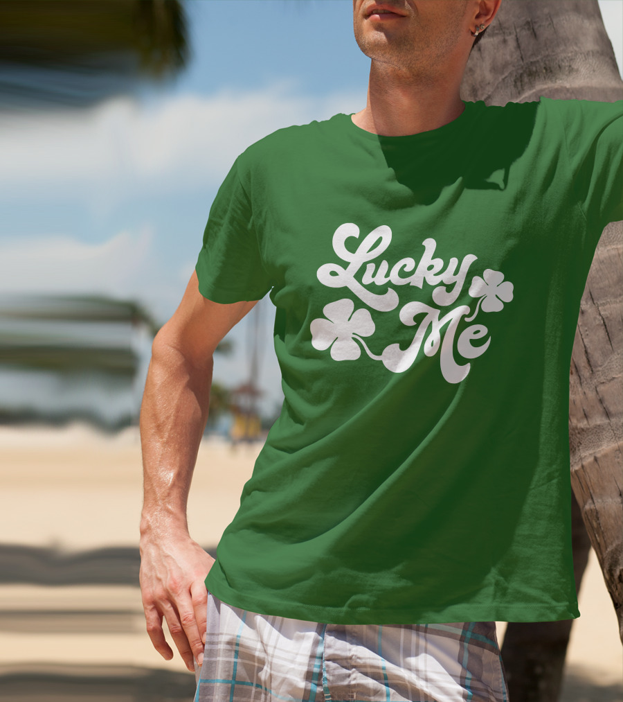 Charlie Hustle Lucky Me St Patrick's Day Green Shamrock T-Shirt