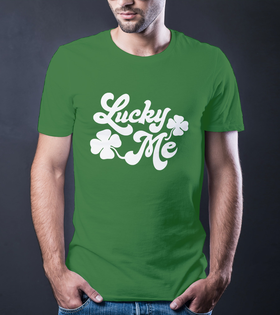 Charlie Hustle Lucky Me St Patrick's Day Green Shamrock T-Shirt