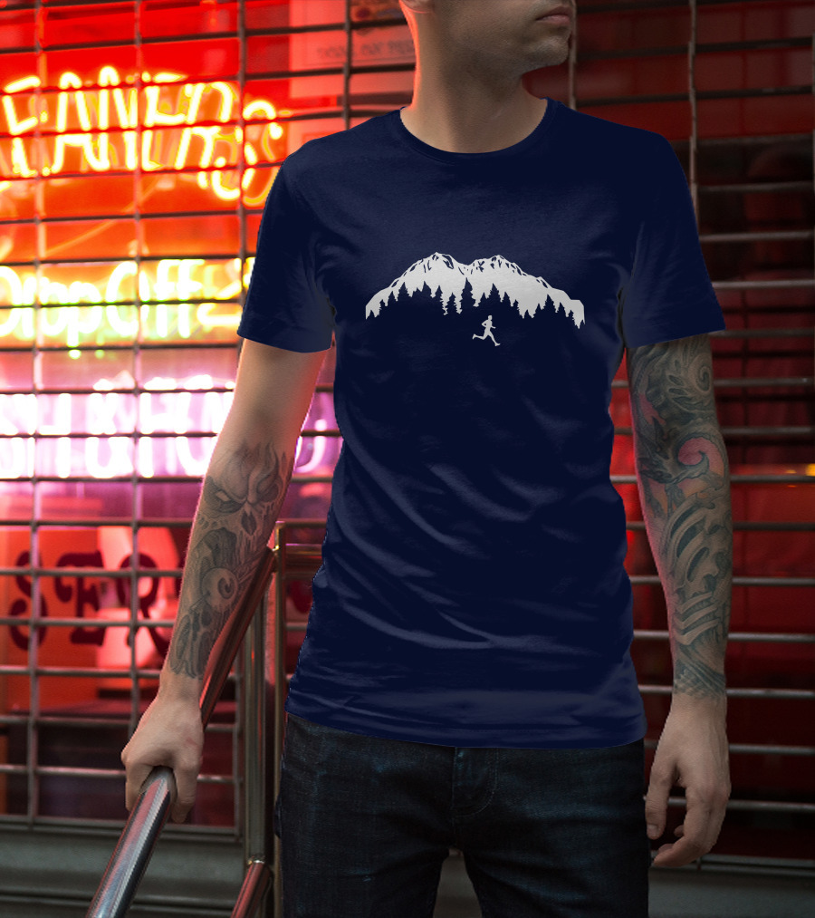 Trail Runner In Mountains Forest T-Shirt