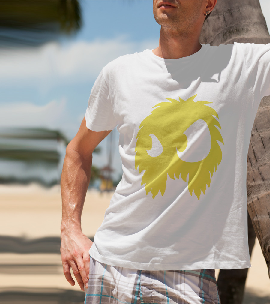 Mcq Monster Flock Mew Yellow Furry Creature Face T-Shirt