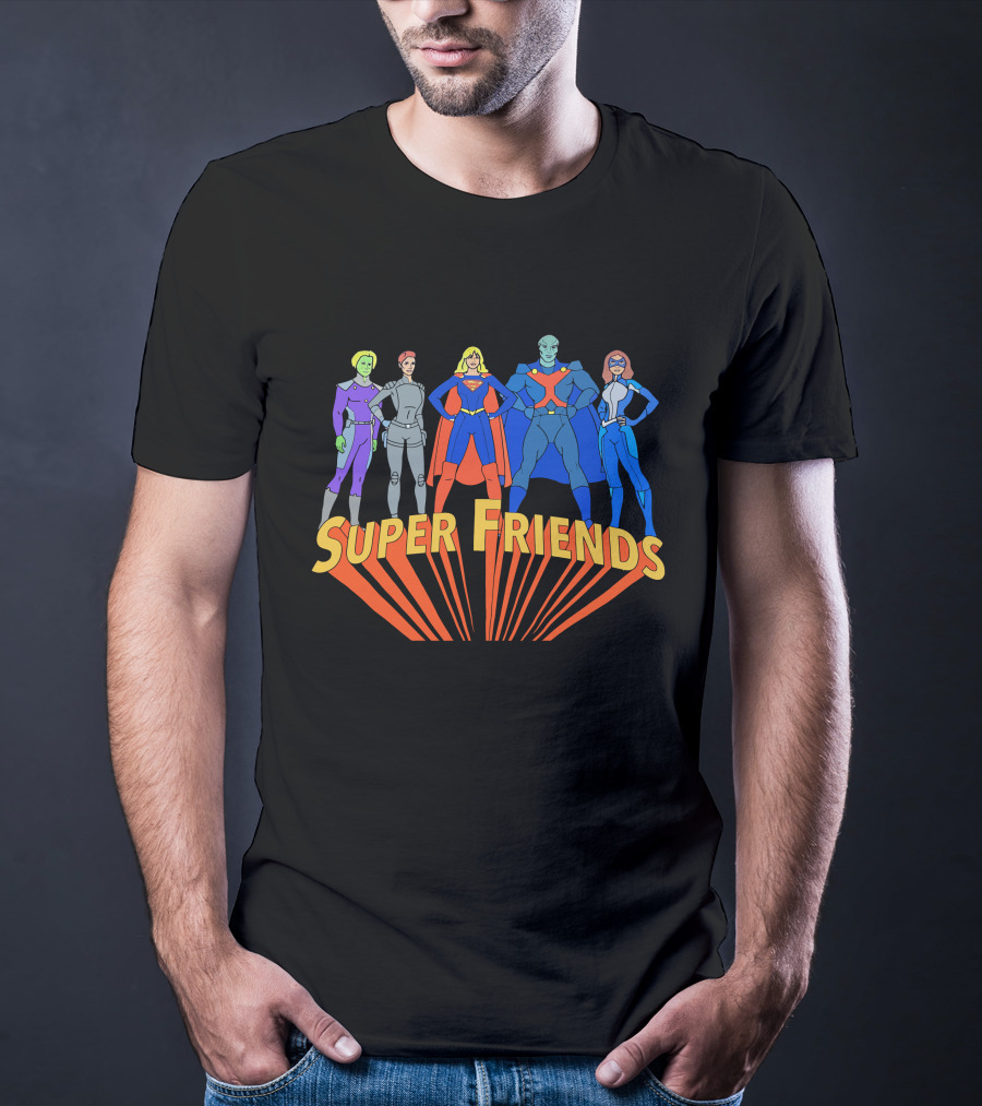 Super Friends Supergirl And Superheroes Team T-Shirt