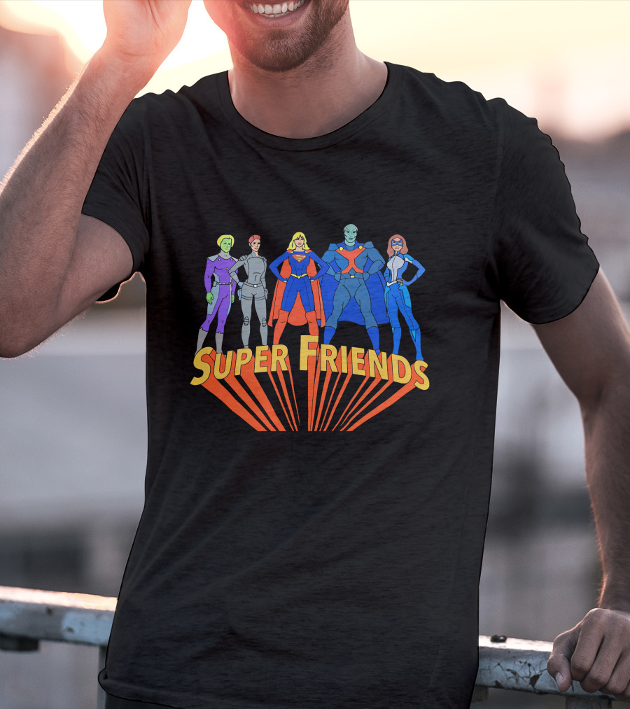 Super Friends Supergirl And Superheroes Team T-Shirt