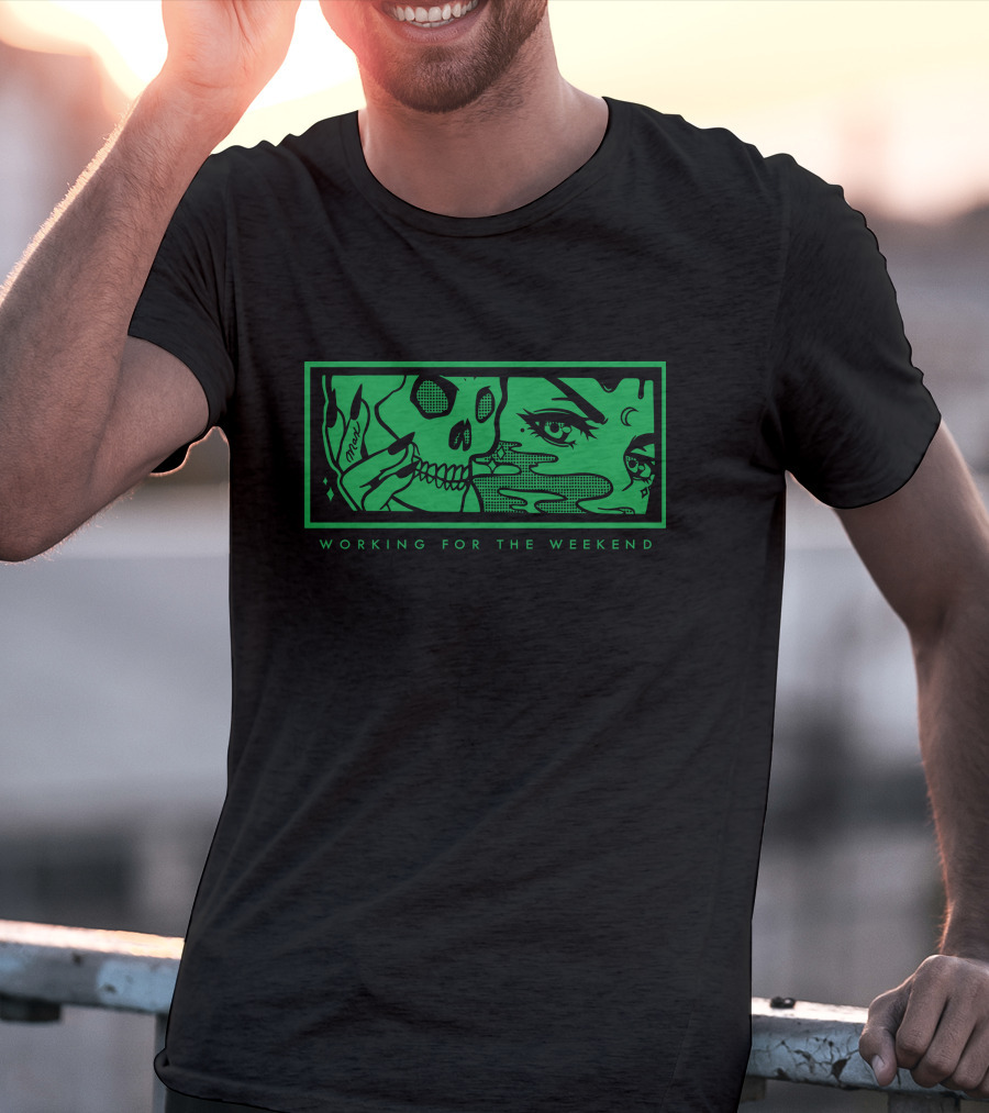 Max Working For The Weekend Skull And Moon Tattoo T-Shirt