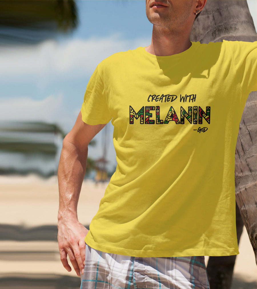 Created With Melanin God African Pattern Empowerment T-Shirt