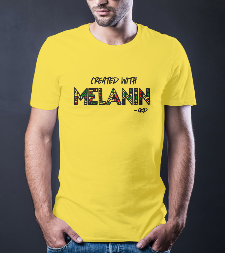 Created With Melanin God African Pattern Empowerment T-Shirt