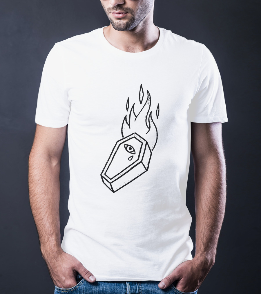 ROAR The Band Diamond Flaming Coffin With Eye Symbol Destroyer Of Death T-Shirt