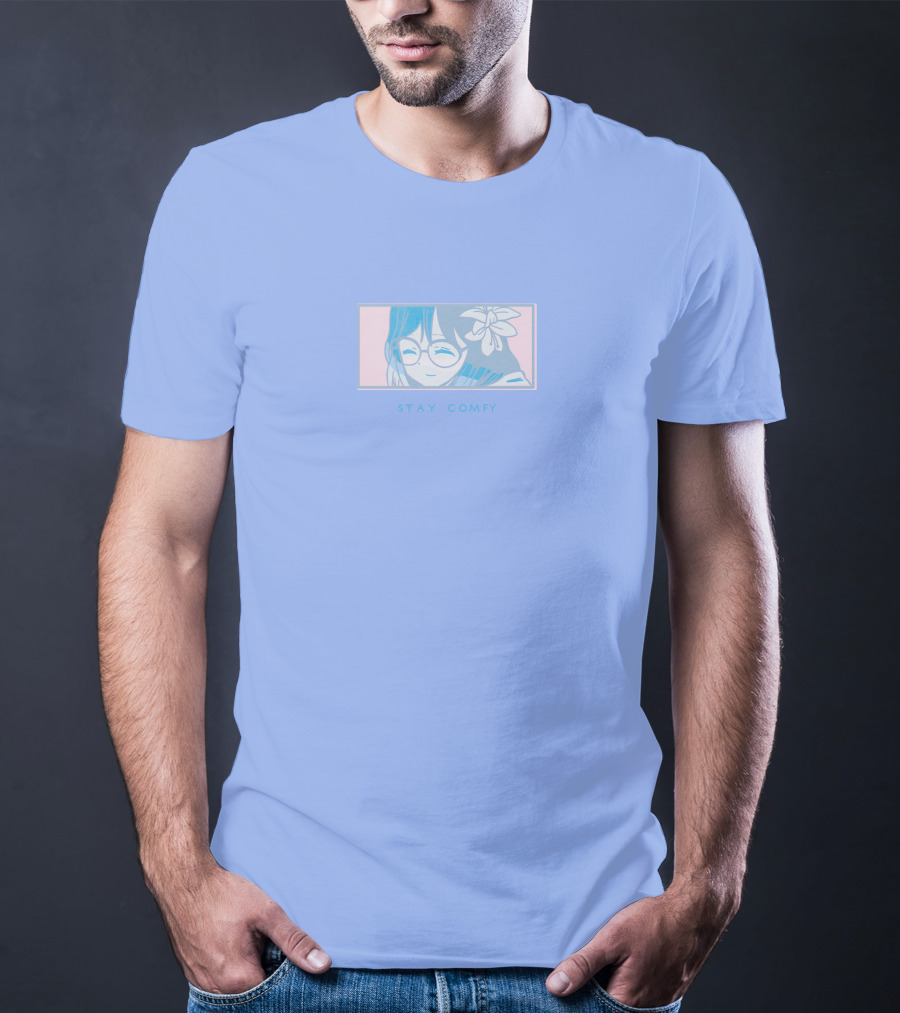 Stay Comfy Lilypichu Merch Window Blue T-Shirt