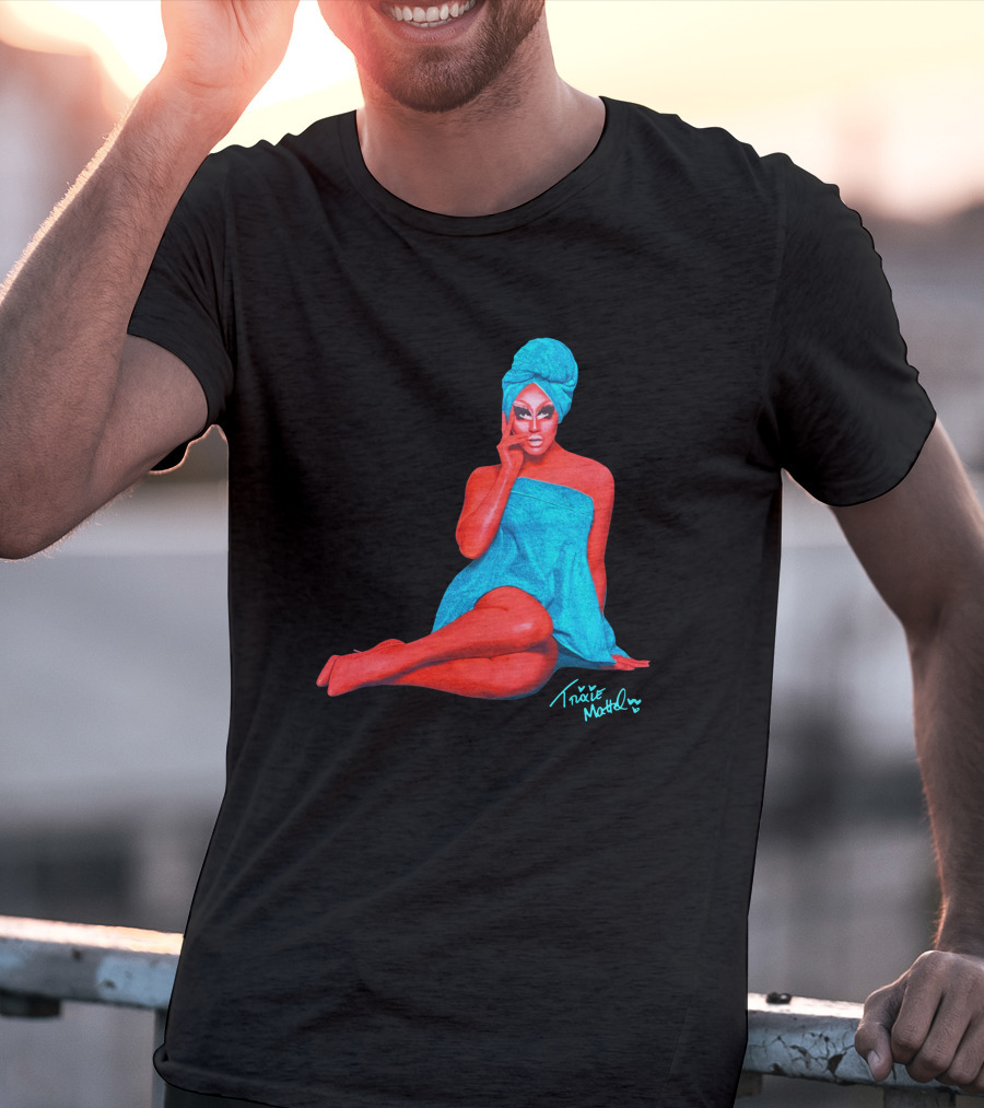 Trixie Mattel Merch Full Coverage Blue Towel And Turban Iconic Pose T-Shirt