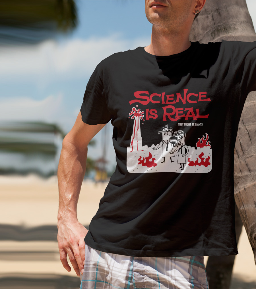 Science Is Real They Might Be Giants Volcanic Cartoon Scene T-Shirt