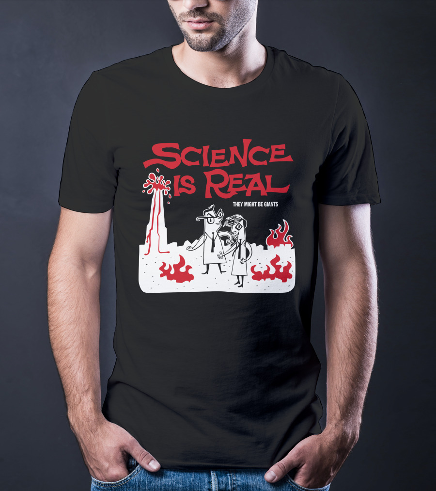 Science Is Real They Might Be Giants Volcanic Cartoon Scene T-Shirt