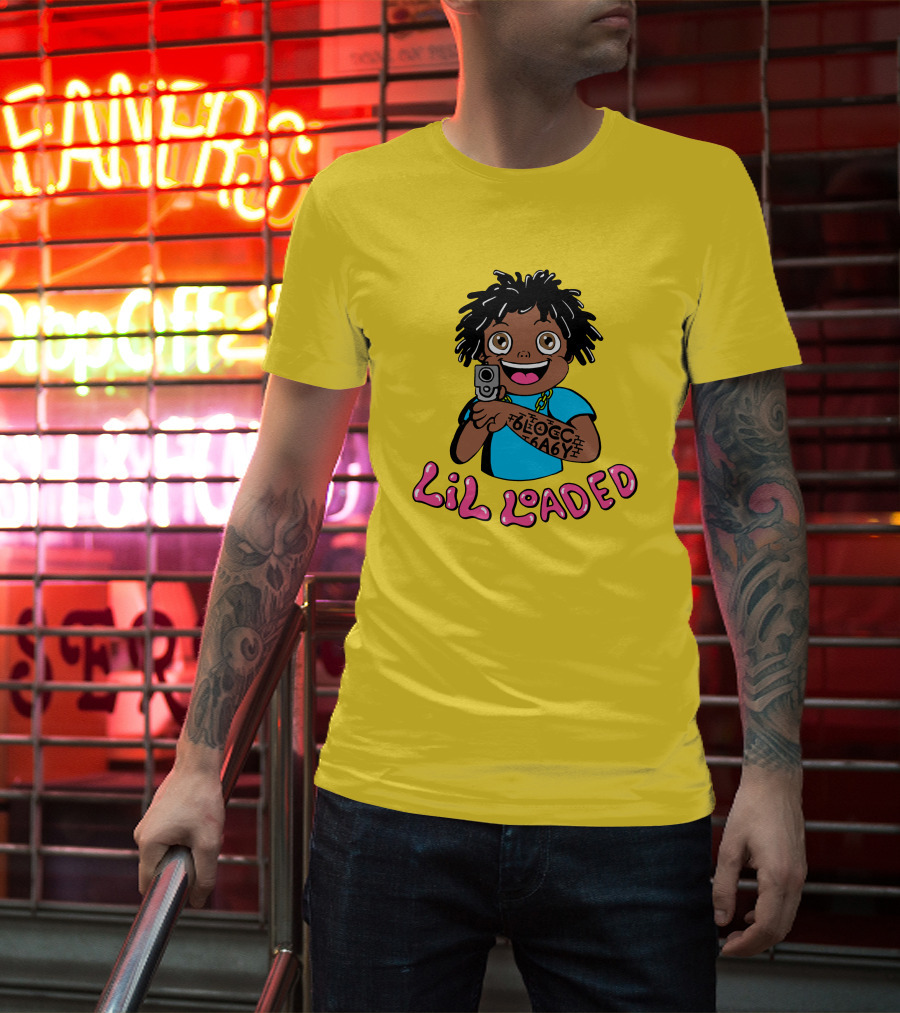 Lil Loaded Cartoon Character With Tattoo And Toy Gun T-Shirt