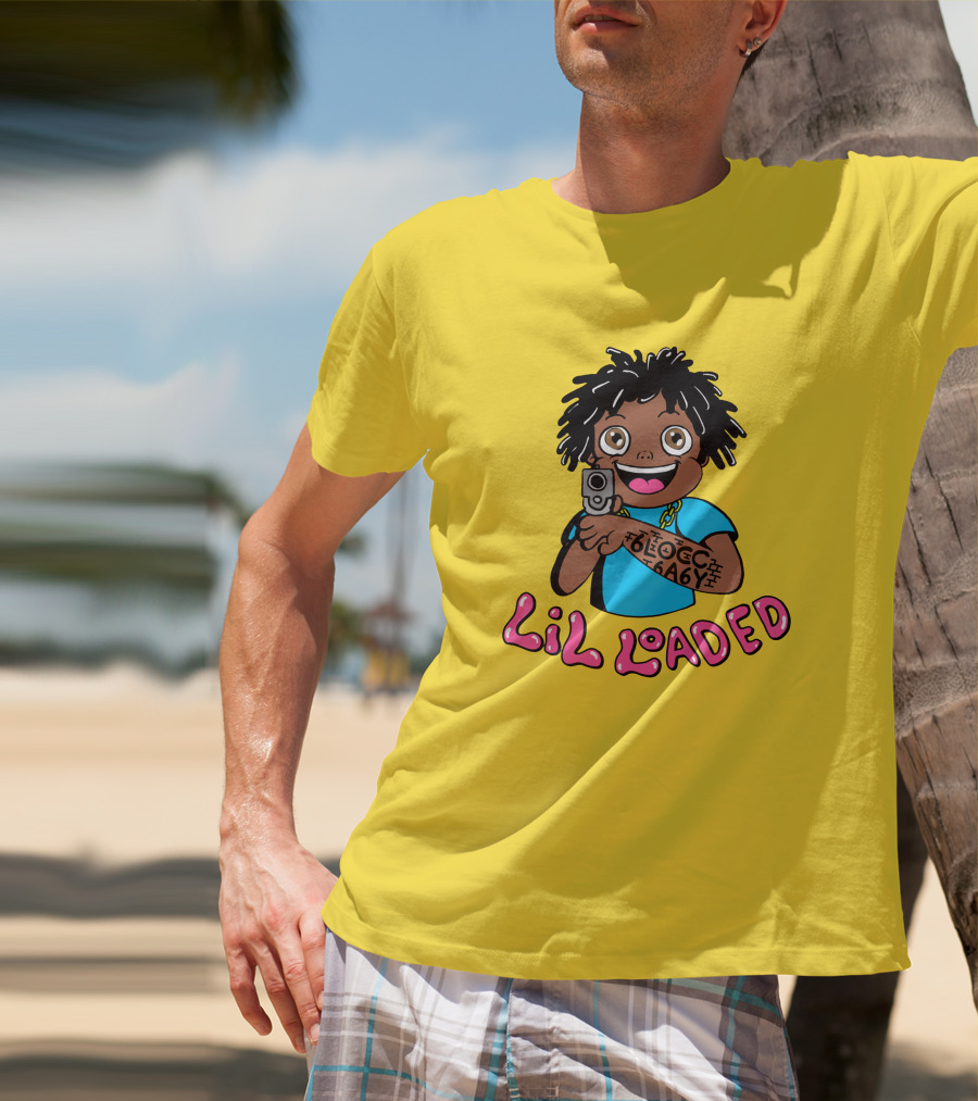Lil Loaded Cartoon Character With Tattoo And Toy Gun T-Shirt