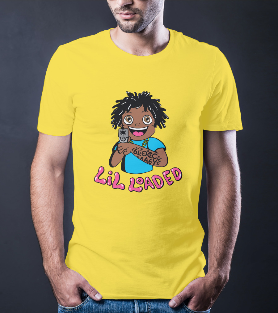Lil Loaded Cartoon Character With Tattoo And Toy Gun T-Shirt