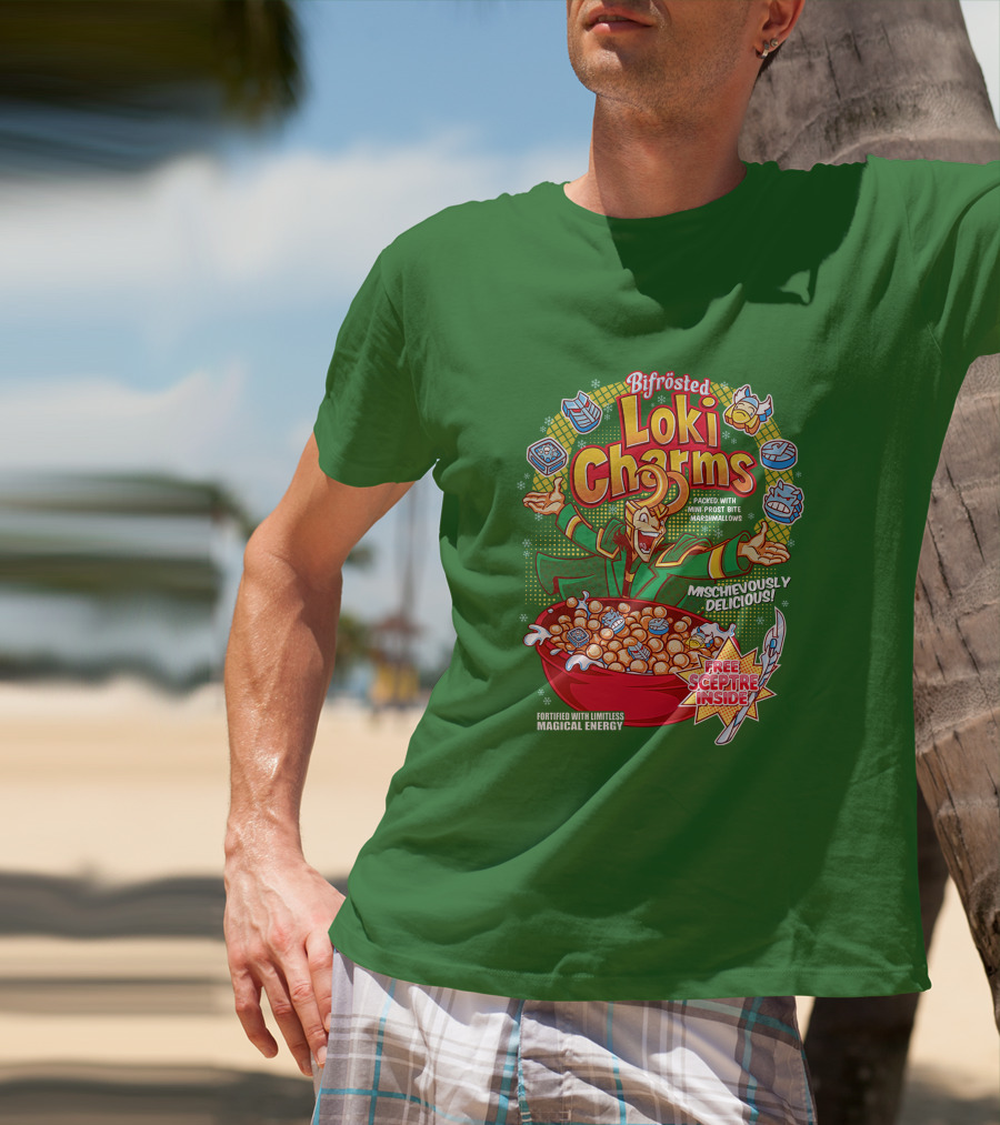 Bifrosted Loki Charms Mischievously Delicious Free Sceptre Inside Fortified With Limitless Magical Energy T-Shirt