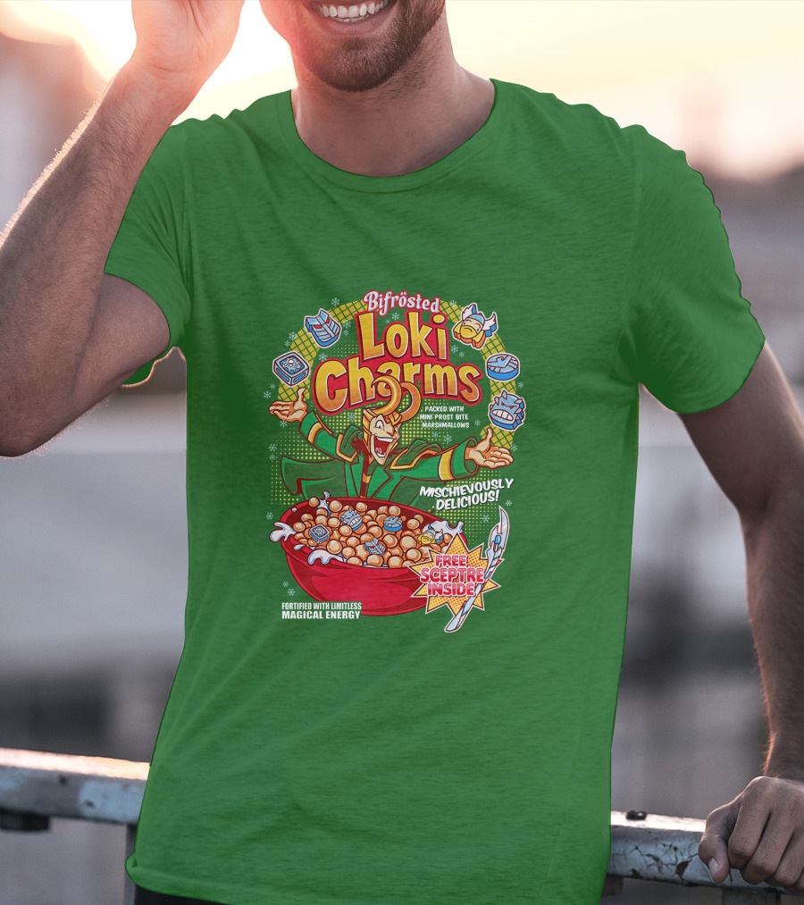 Bifrosted Loki Charms Mischievously Delicious Free Sceptre Inside Fortified With Limitless Magical Energy T-Shirt