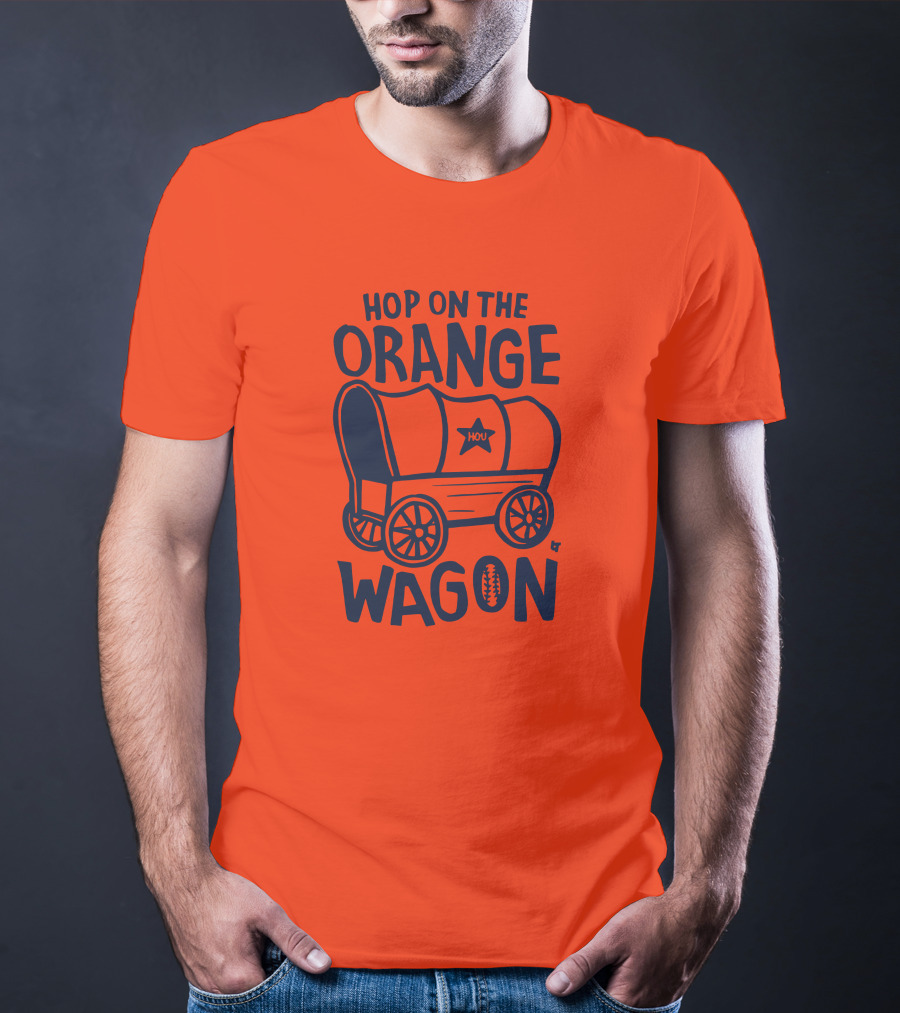 Hop On The Orange Wagon HOU Football T-Shirt