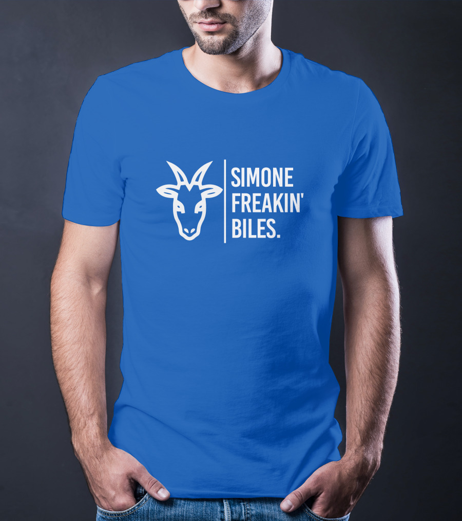 SIMONE FREAKIN' BILES GOAT Iconic Gymnast Tribute Blue T-Shirt