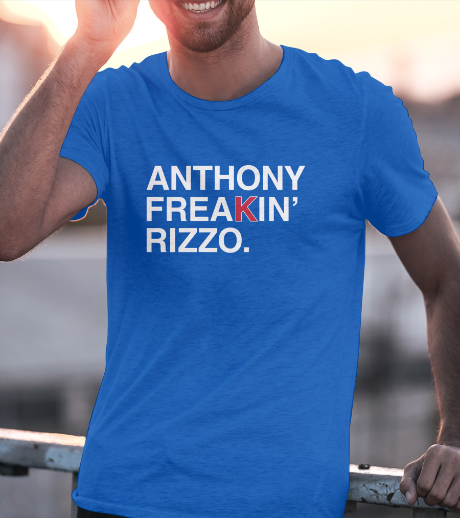 Anthony Freakin' Rizzo Bold Text Blue Background T-Shirt