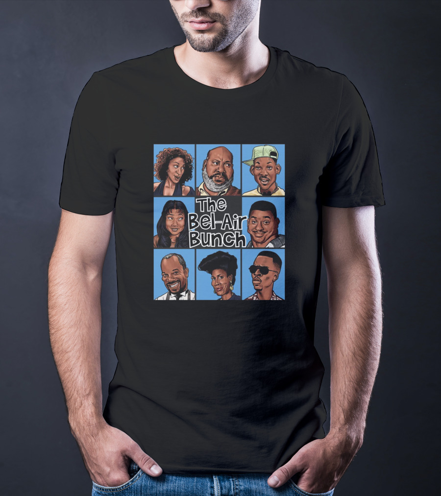 The Bel Air Bunch Characters In Comic Style Grid T-Shirt