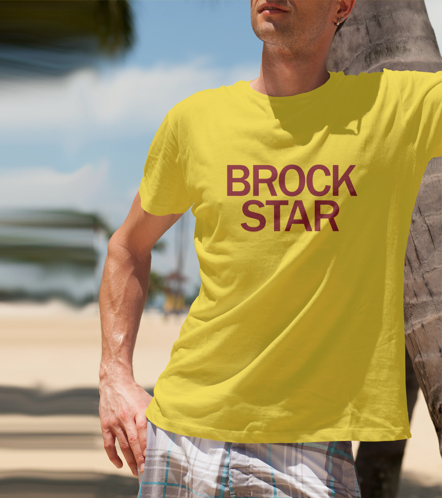 Raygun Merch Brock Star Gold Bold Text On Yellow T-Shirt