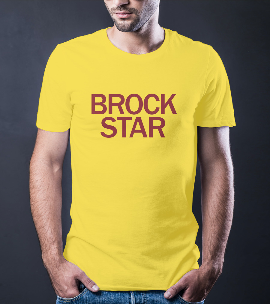 Raygun Merch Brock Star Gold Bold Text On Yellow T-Shirt