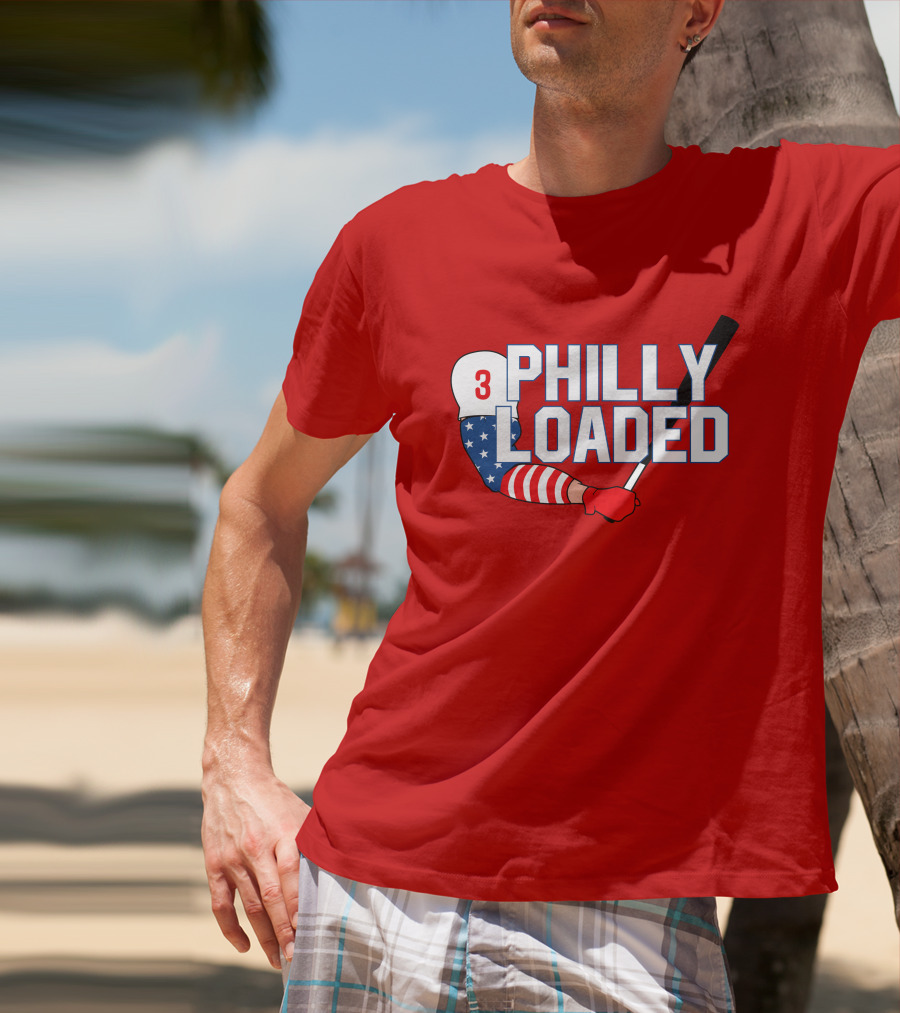Philly Loaded Baseball American Flag Arm T-Shirt
