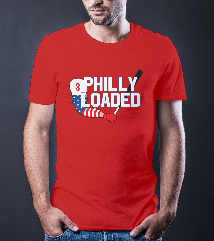 Philly Loaded Baseball American Flag Arm T-Shirt
