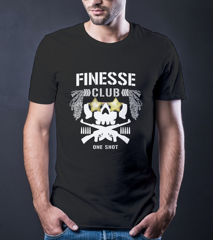 Finesse Club One Shot Skull Stars Logo NJPW1972 Chris Bey Merch T-Shirt