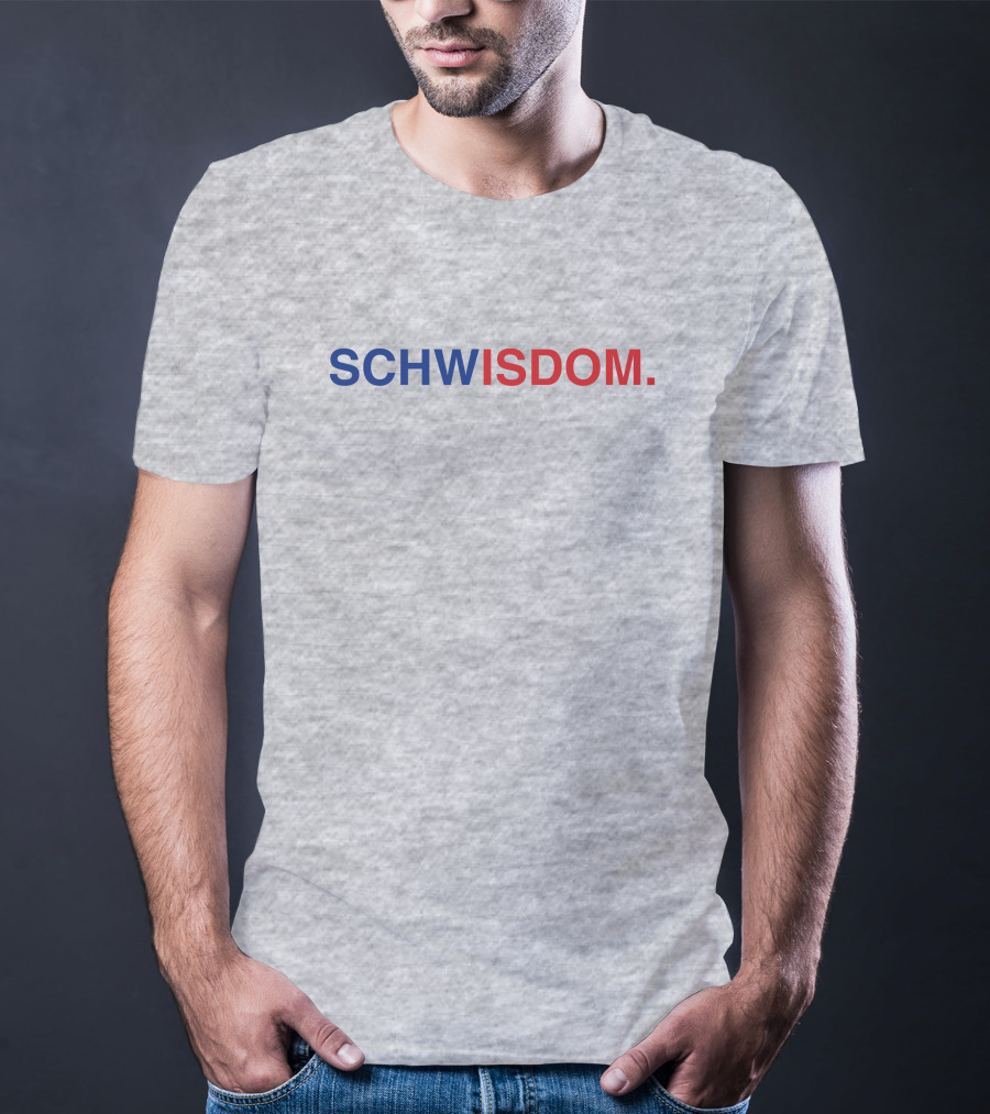 Obvious Schwisdom Bold Lettering Blue Red Grey T-Shirt