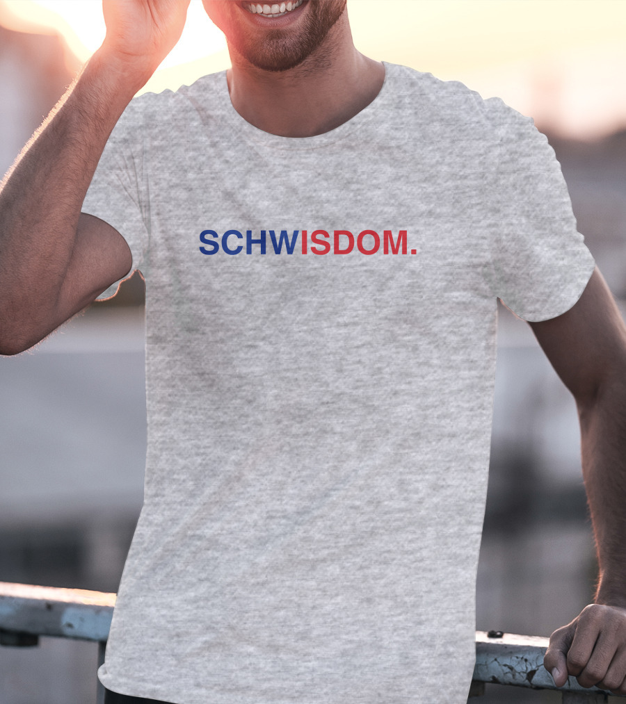Obvious Schwisdom Bold Lettering Blue Red Grey T-Shirt