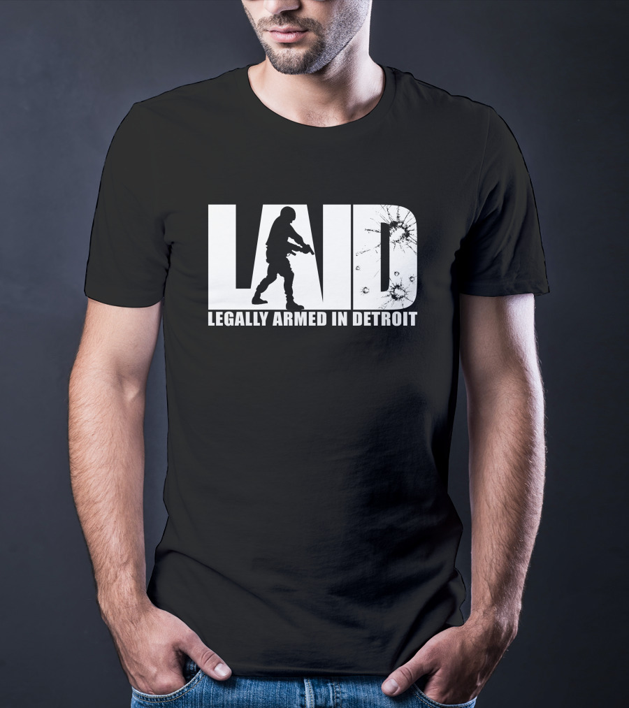 LAID Legally Armed In Detroit Silhouette With Splatter T-Shirt