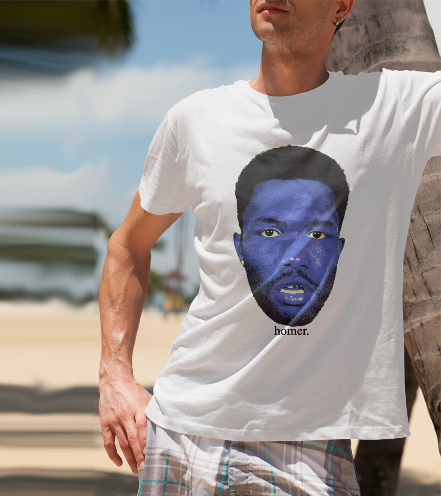 Frank Ocean Homer Bebe Boy Blue Face Typography T-Shirt