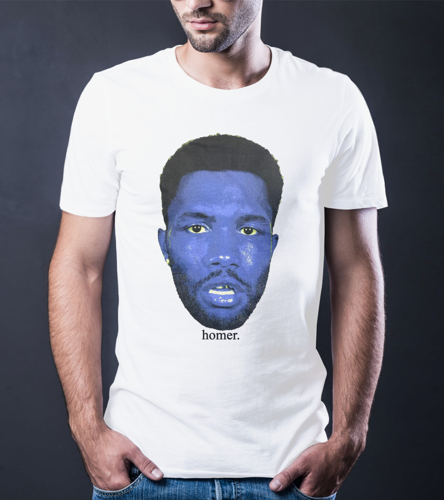 Frank Ocean Homer Bebe Boy Blue Face Typography T-Shirt