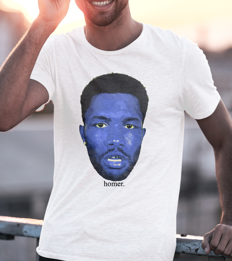 Frank Ocean Homer Bebe Boy Blue Face Typography T-Shirt