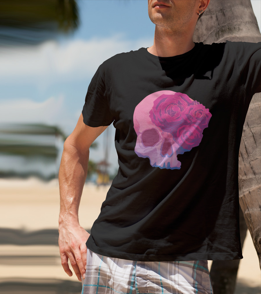 Taliesin Jaffe Pink Skull With Gothic Roses T-Shirt