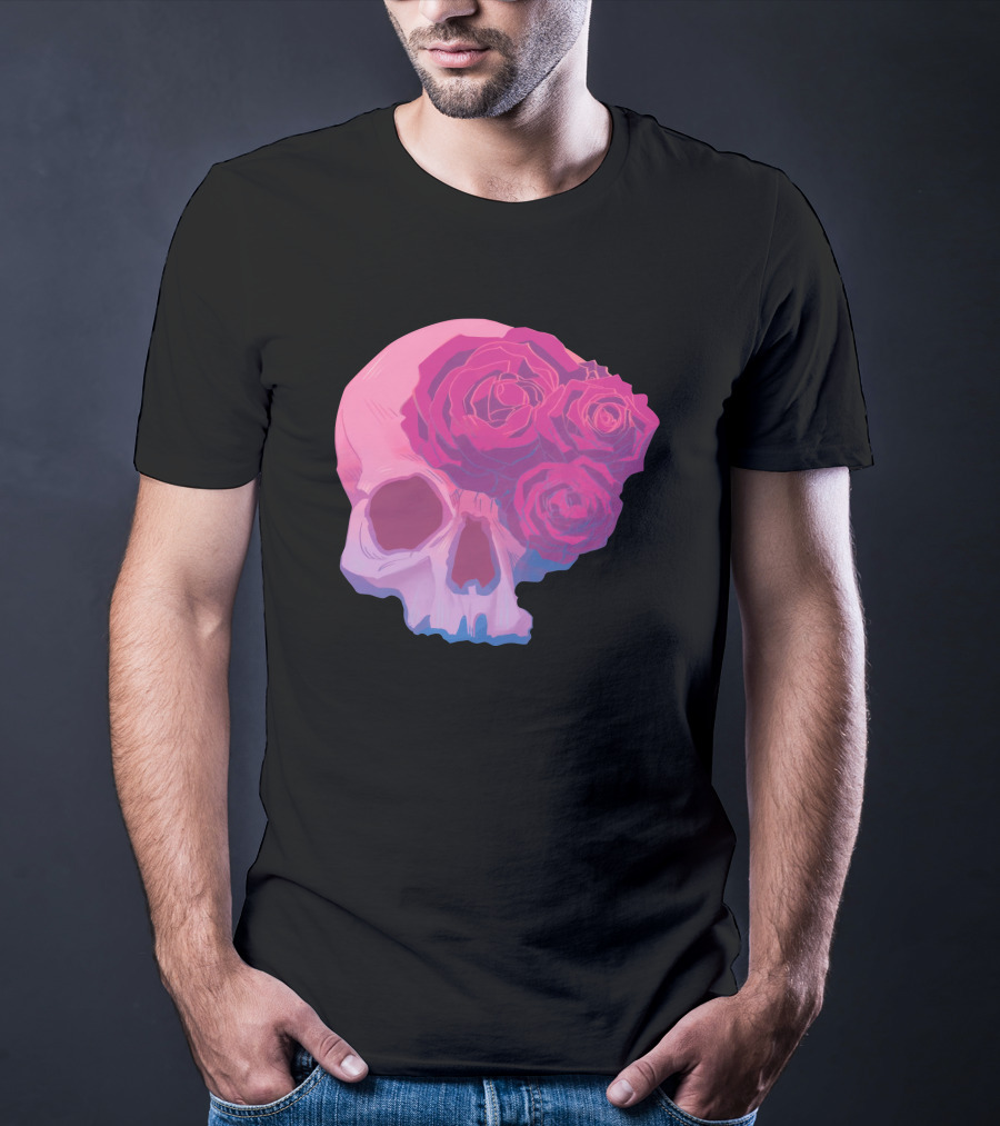 Taliesin Jaffe Pink Skull With Gothic Roses T-Shirt