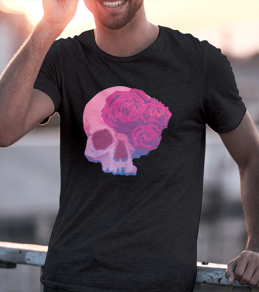 Taliesin Jaffe Pink Skull With Gothic Roses T-Shirt