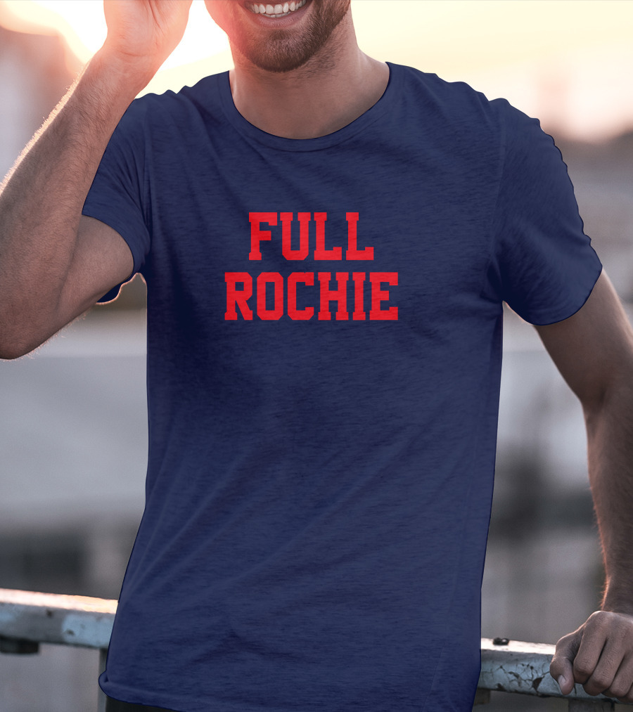 Dan Roche Full Rochie Bold Red Text On Dark Blue T-Shirt
