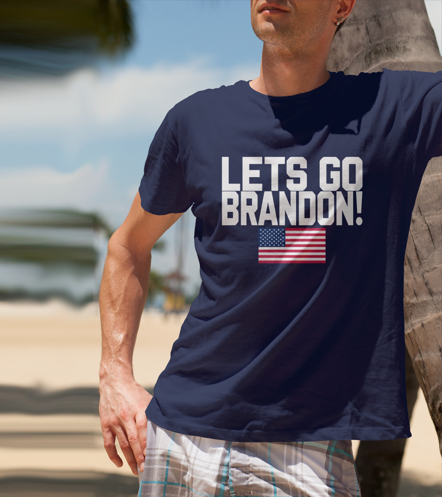 Lets Go Brandon Marine Veteran American Flag T-Shirt