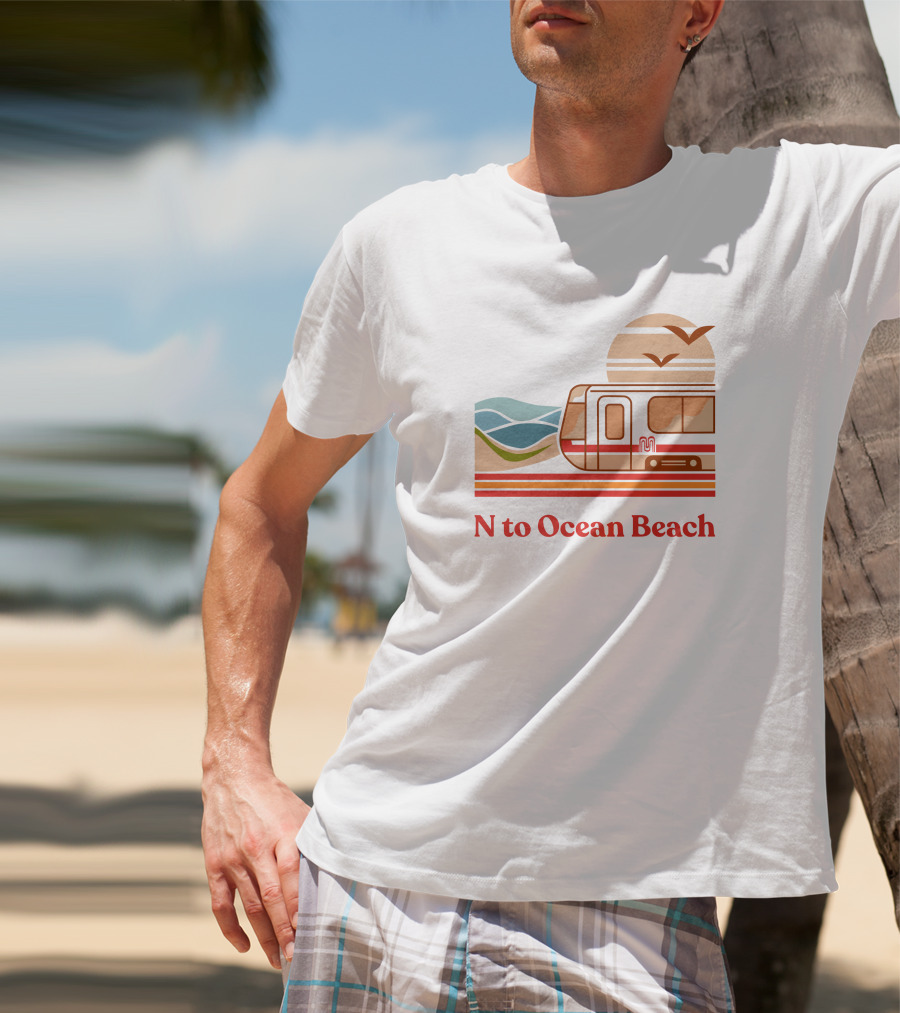 N To Ocean Beach San Francisco Tram Chris Arvin T-Shirt