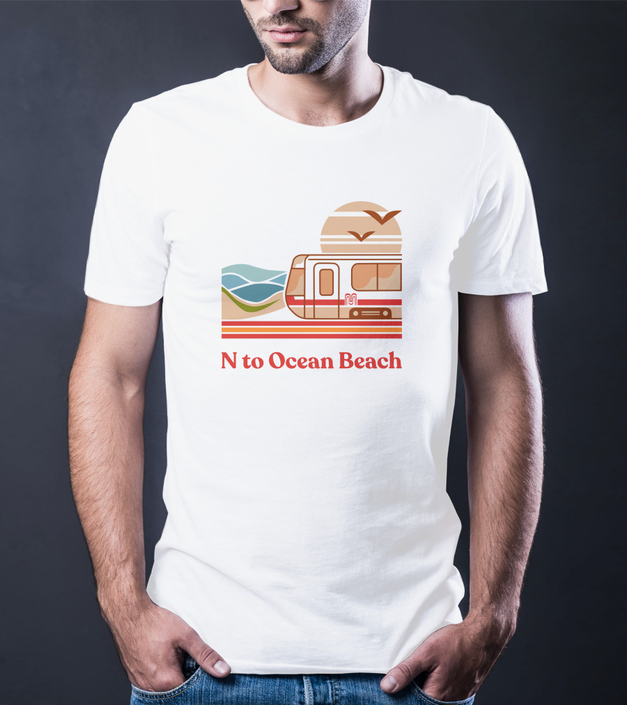 N To Ocean Beach San Francisco Tram Chris Arvin T-Shirt