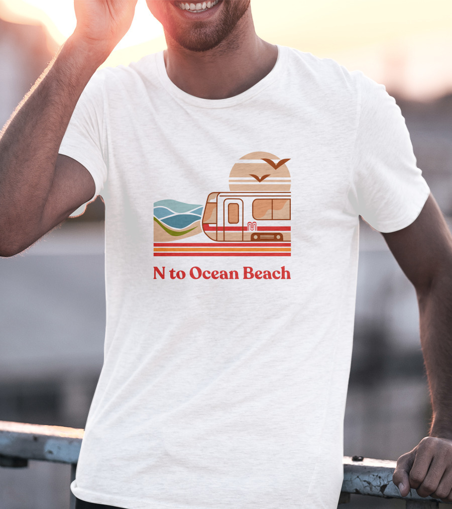 N To Ocean Beach San Francisco Tram Chris Arvin T-Shirt